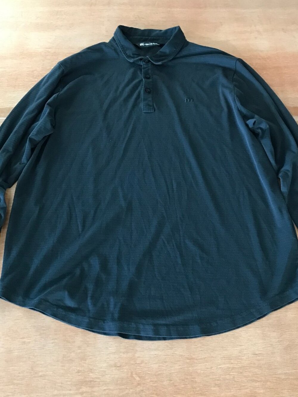 Travis Mathew Performance Polo Shirt Men L Black Long Sleeve Collared Athleisure